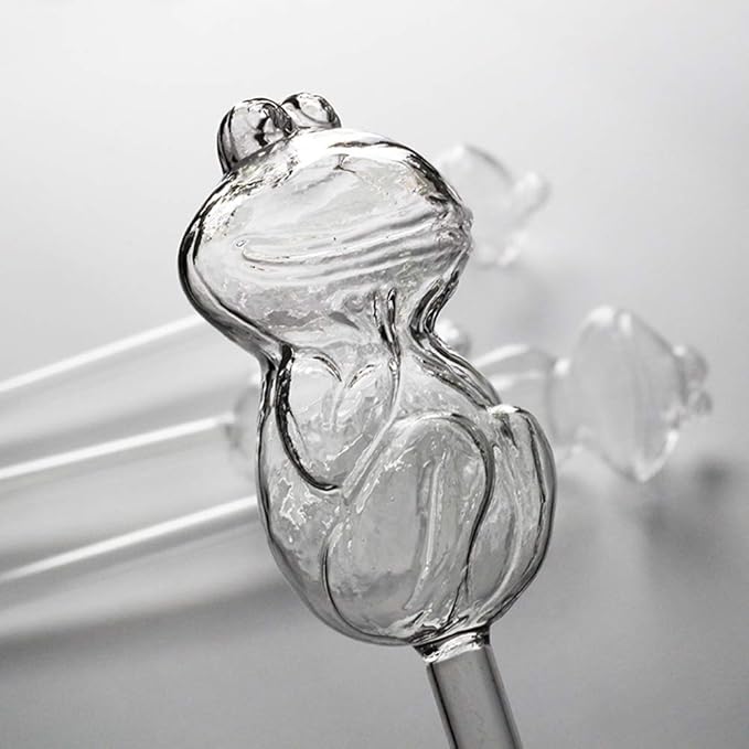 ChezMax Plant Watering Globes Glass Self-Watering Stakes Frog Shaped Water Bulbs Automatic Irrigation Device for Indoor Outdoor Plants 4 Packs