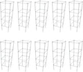 Galvanized Square Folding Tomato Cage Plant Support Stake Tower 12 inch by 46 inch, Pack of 10 Sets(Also Sold as Pack of 2 & 5,PVC Green is Available)