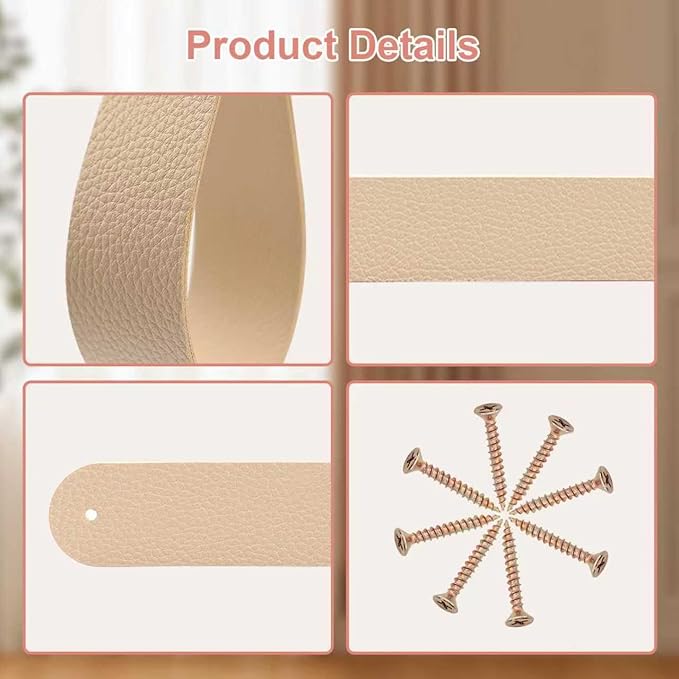 Curtain Rod Holders,Set of 8 Leather Curtain Rod Brackets with Screws,PU Curtain Rod Hangers Stylish Apricot Leather Straps Hooks for Wall Pole Macrame Boho Art Décor, CH-0012