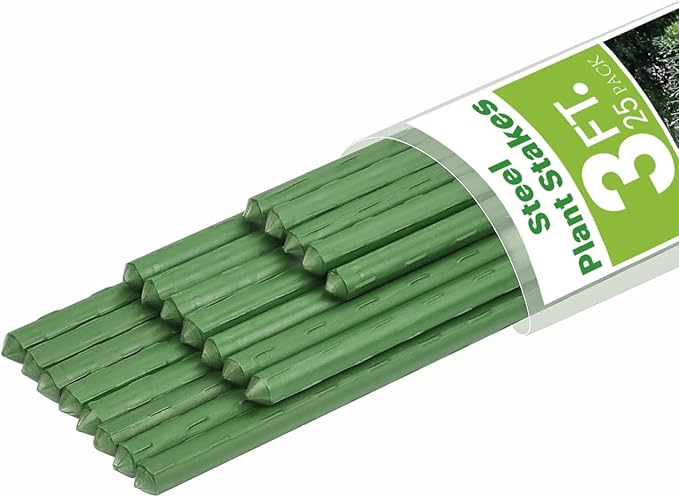 3 Feet Steel Plant Stakes, Garden Plant Stakes 36 Inch,25 Pack Tomato Stakes for Growing Climbing Plants, Potted Plants, Tomatoes, Trees, Cucumber, Beans, Fences Poles