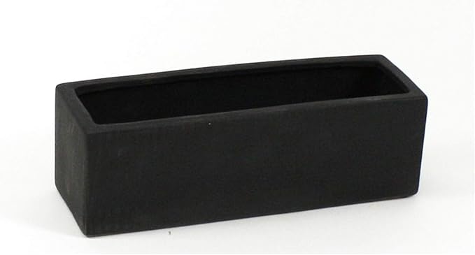 WGVI Long Rectangle Ceramic Planter Vase in Black 12" x 4" x 4"H, Block Rectangular Terrarium Box Pot, Flower Arrangement, Table top Centerpiece, Home Decor Organization Storage Container, 1 Pc.