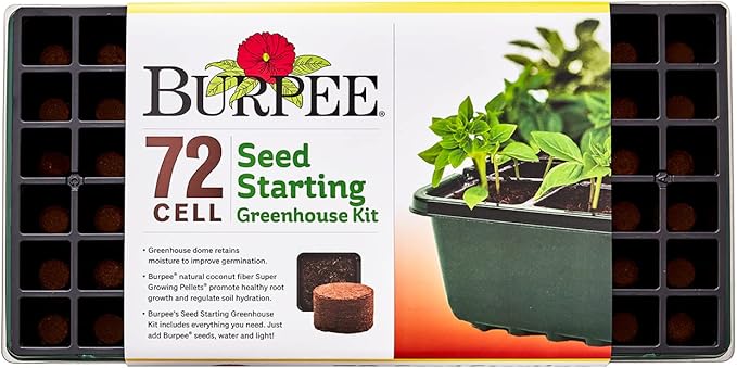 Burpee Greenhouse Indoor Seed Starting Kit + Organic Coconut Coir Seed Starting Mix