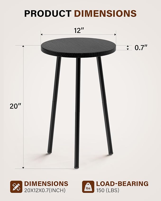 Plant Stand Indoor 2 Pack: Corner Wood 20 Inch Plant Stand Mid Century Modern Decor - Small Round Plant Table for Indoor Plants - Outdoor Plant Holder for Patio Living Room Bathroom Office (Black)