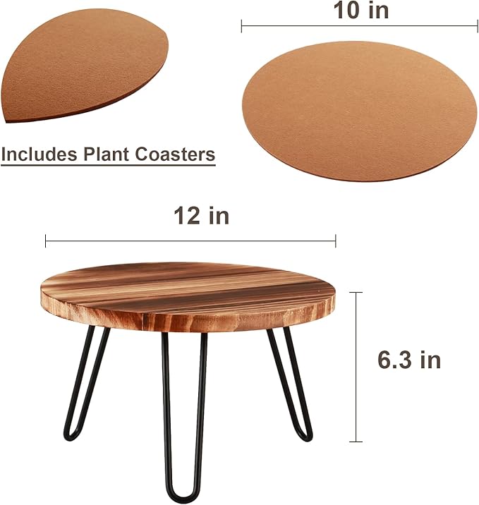 Wood Plant Stand Large Plant Stool Indoor 12 Inch Plant Riser Wooden Flower Stand Plant Holders Indoor Stand 6.3" Tall Planter Stands for Plants Corner Round Plant Table Outdoor Floor Plant Stand