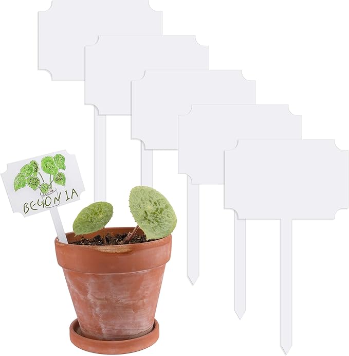 5 Pack T-Type Plant Labels Waterproof Sublimation Acrylic Plants Marker Blanks Garden Stake Tags for Indoor Outdoor Decor 6.88x3.94 inch