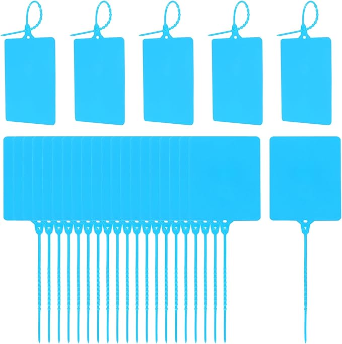 MECCANIXITY Plastic Seals Shipping Tags, for Basket Labels Cable Labels Tags Product Identification Tags, Logistics Marking, Outdoor Tagging, 3.1x3.9 Inch Blue 100Packs