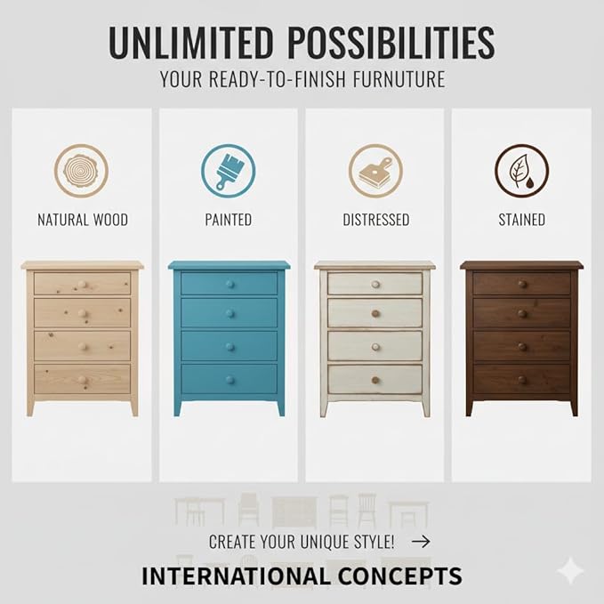 International Concepts Round Top Stool, 29-Inch Bar Height, Solid Parawood, Unfinished