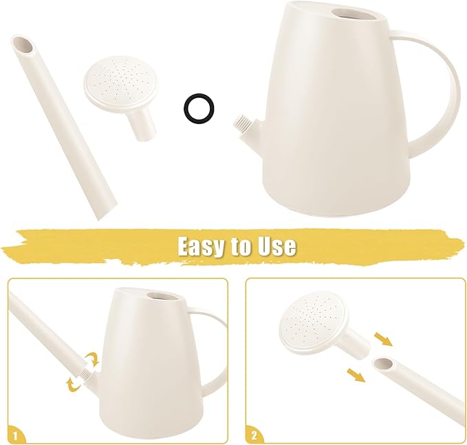 Watering Can for Indoor Plants, Small Watering Cans for House Plant Garden Flower, Long Spout Water Can for Outdoor Watering Plants 1. 8L 1/2 Gallon (White)