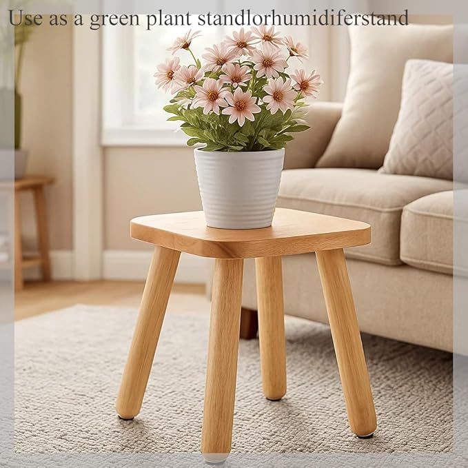 Wooden Step stools, Plant stools, Small Wooden stools with Four Detachable and Assembled Legs,offering Good Balance. (Wood Tone)