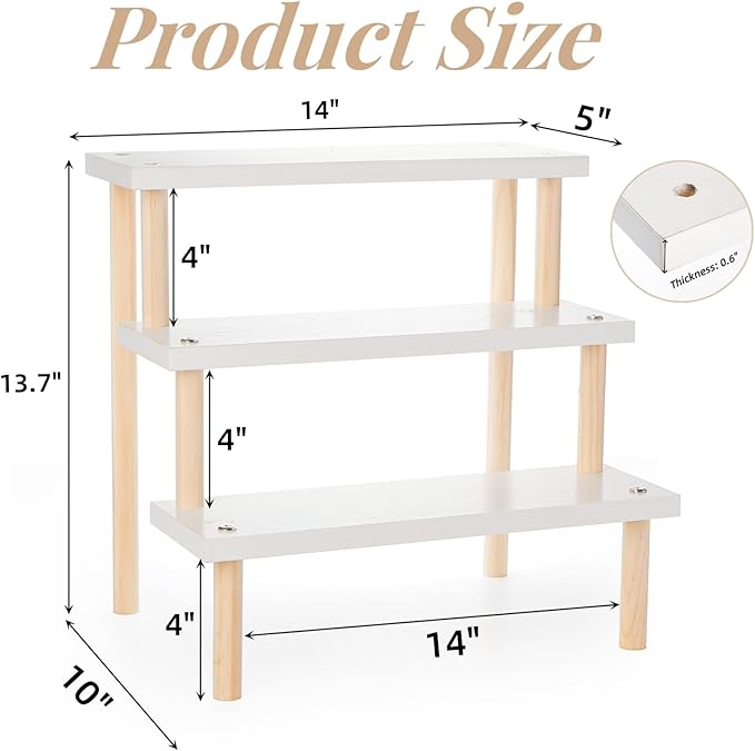 Eorbow 3-Tier Desk Succulent Stand, 14" Windowsill Plant Ladder Shelf, Wooden Multi Tiered Flower Pot Holder, Indoor Plants Display Rack, Desktop Storage Organizer for Cupcake Spices