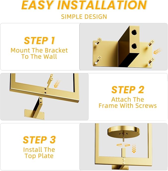 Wall Plant Shelf, Hanging Frame Decor Planter for Indoor Plants, Wall Plant Holder for Living Room/Entryway/Garden Flower Pot Holder Free Garden Shears (Square-Gold, 2Pcs)