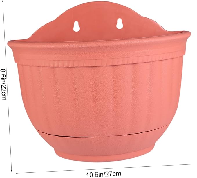 POPETPOP 2pcs Half Hanging Planter Pot Imitation Leather Design for Container Tray for Windowsills Balconies Gardens