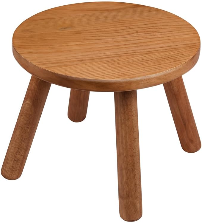 Round Solid Wooden Step Stool,Plant Stool Indoor,9.3” Height, Plant Stand for Kitchen, Bedroom, Bathroom, Livingroom (Walnut, 9.3inch)