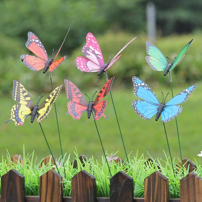 TOYANDONA 12PCS Butterfly Stakes - 11.4 inch Waterproof Butterfly Garden Decorations Artificial Butterflies for Indoor Outdoor Yard Patio Plant Pot Flower Bed Flower Bouquet Home Decor (Random Color)