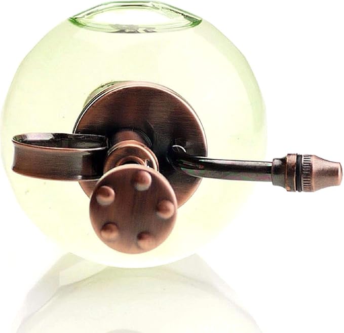 Plant Mister- Green Glass Bottle & Brass Sprayer (Antique Copper)