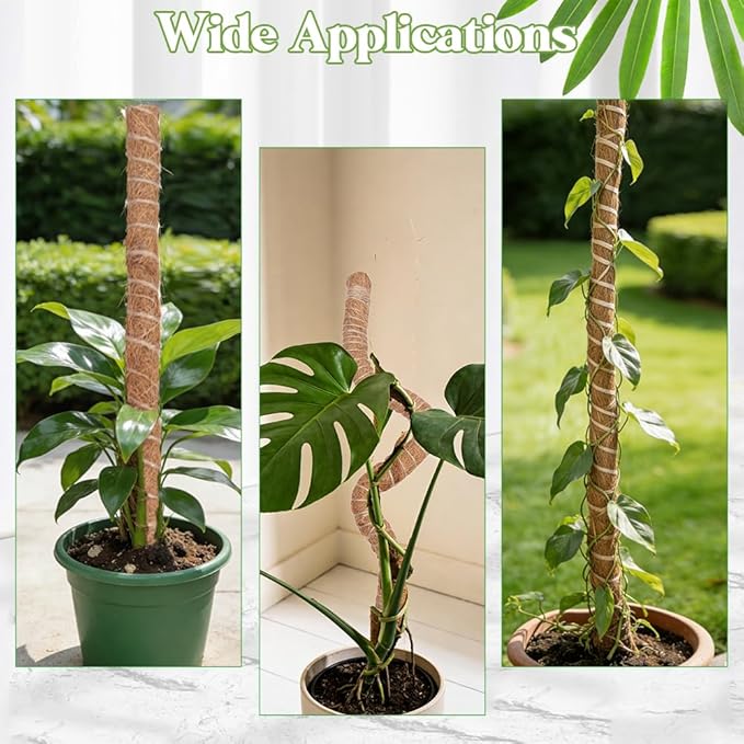Moss Pole 2 Pack 32 Inch Monstera Plant Support Bendable Moss Pole for Monstera Plants Indoor Handmade Coco Coir Pole Plant Sticks Support Stakes for Potted Plants Philodendron to Grow Upwards