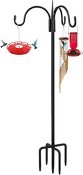 FEED GARDEN [Upgrade Version 76 Inch Three Shepherd Hooks for Outdoor,Bird Feeder Pole with 5 Prong Base, Adjustable Shepard Hooks for Hanging Plant, Solar Lanterns, Wind Chimes, 1 Pack