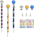 72Pcs Fairy Wand Beaded Garden Stakes Kit, Decorative Garden Stakes Beadable Items Fairy Garden Kit for Different Festivals Fairy Garden Accessories Outdoor, Ball-(Orange+Blue+Whit)