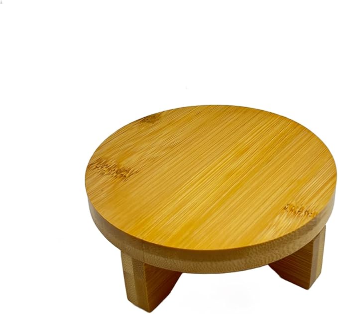 Short Round Wooden Plant Stand Indoor Desktop Flower Pedestal Stand Wood Decor Risers for Small Plants Display(4.5 Inch)