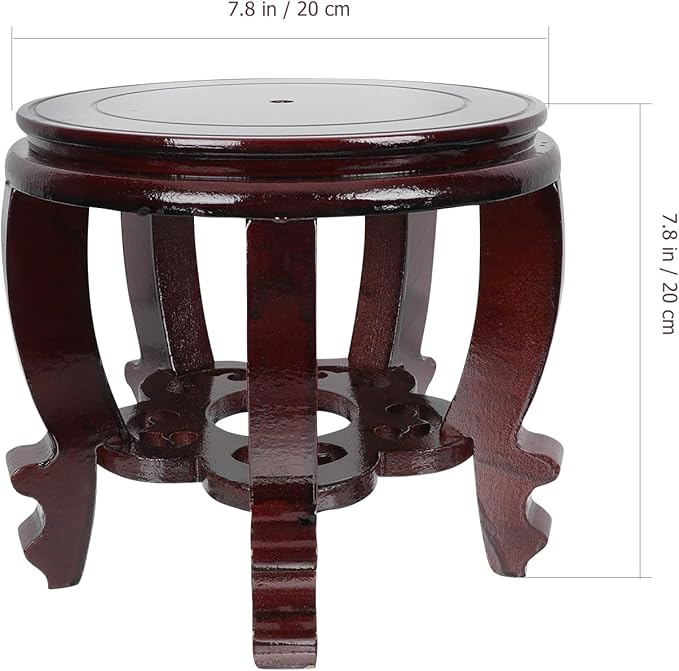 DOITOOL Large Plant Stool Wood Planter Stand Round Wooden Fish Tank Stand Oriental Style Indoor Plant Stand Wooden Display Base