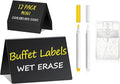 PigPotParty 4"x3" Mini Chalkboard Signs for Food, 12 Pcs Food Signs for Party Buffet, Small Chalk Board Food Labels, Table Place Cards, Wedding - Bakery - Birthday, Includes 2 Wet Erase Markers