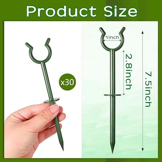 Taiyin 10 Pcs 3/4'' Garden Hose Holder Brackets Garden Guide Holder Decorative Outdoor Guide Stakes Support Spike Plant Tool to Keep Off Lawn for Yard (Green)