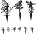Decorative Garden Stakes， Fairy Garden Stakes, Butterfly Fairy Stakes for Weather Resistant Black Metal Outdoor Decorative Art for Women Gift (Matte Black, 9P-A)