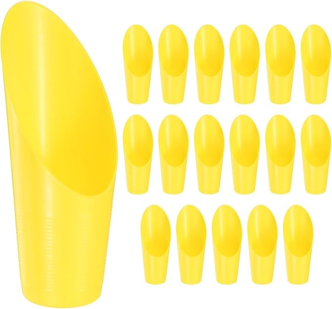 M METERXITY 18-Pack Bonsai Soil Scoops, Plastic Garden Soil Scoops Bucket Shovel Potting Scoopers for Transplanting/Flower Planting/Plant Succulent, Colorful Small Gardening Tools [Yellow]