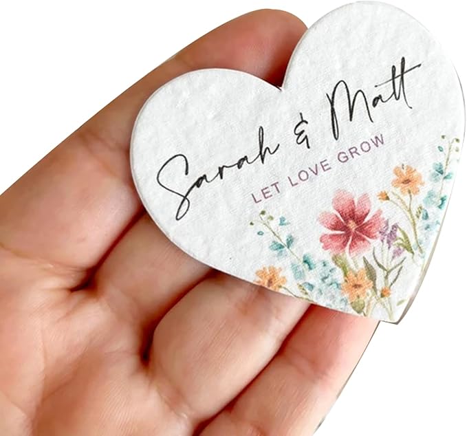 Personalized Heart Card Tags Plantable Wildflower Seeds Paper Heart Eco-Friendly Biodegradable Paper Wedding Memorial Gift Bereavement Gift For Bereaved Mother Or Father (Pack Of 20)