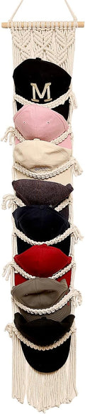jontell Baseball Cap Storage Over Door-1 Pack-Boho Macrame Cap Holder Wall Hat Organizer for Baseball Cap Holder, Hat Rack for Wall Hanging Hat Holder for Bohemian Bedroom Decor