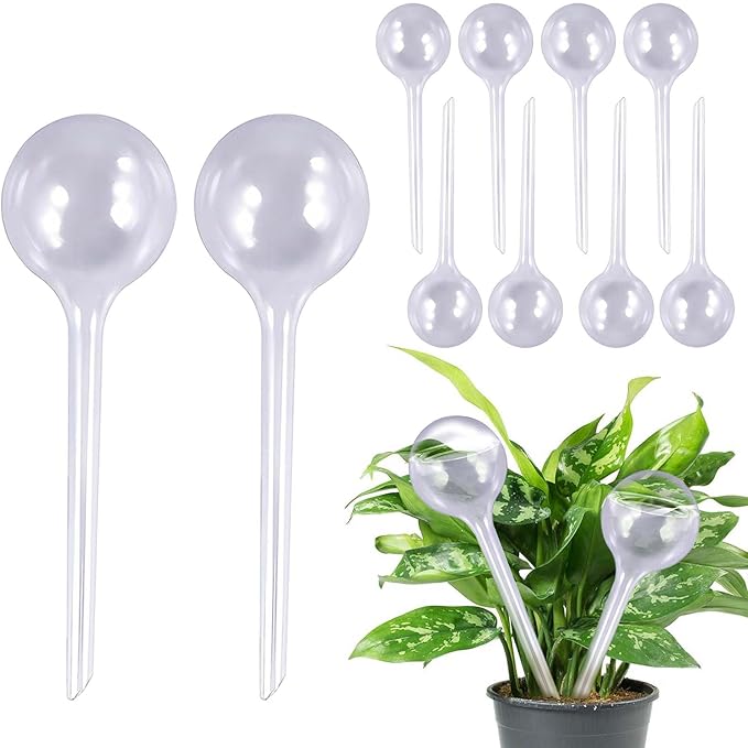 10 Pcs Plant Watering Globes,Clear Small Self-Watering Globes for Indoor&Outdoor Plants,Automatic Plant Waterer Bulbs for Daily Use,Plant Watering Devices,Garden Waterer for Flower,Vacation Plant Care