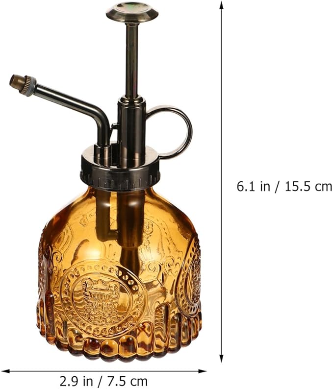 Mikikit Embossed Glass Water Sprayer Bottle Misting Sprinkler for Lawn Plant Watering Device