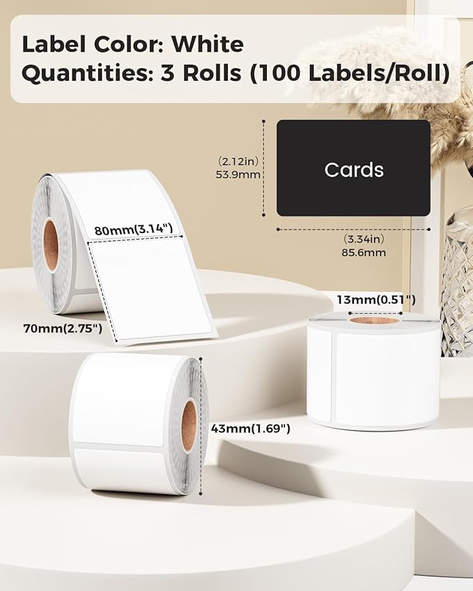 M220 Thermal Labels - 2.75"X3.14"(70x80mm) Compatible with Phomemo M250 Labels, White Square Print Master Label Refill for M220, M221, M250, M260, M421 Label Maker for Barcode, Ingredient, 3 Rolls