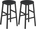 MAHANCRIS Bar Stools, Set of 2 Round Bar Chairs with Footrest, 24.4 Inch Kitchen Breakfast Bar Stools, Industrial Bar Stools, Easy Assembly, for Dining Room, Kitchen, Black BAHB0201