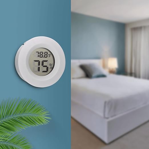 10 Pack Mini Hygrometer Thermometer - Digital Hygrometer Gauge LCD Monitor Temperature Humidity Meter Indoor Room Round Humidity Temperature Gauge for Greenhouse Home Kitchen