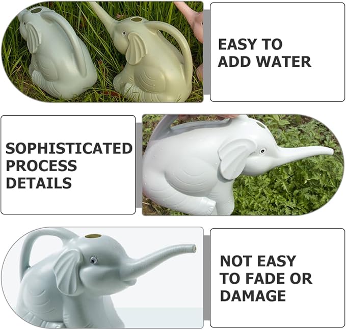 Lurrose 2pcs Long Spout Watering Can Set Elephant Design Watering Pot for Indoor and Outdoor Plants Household Garden in Blue