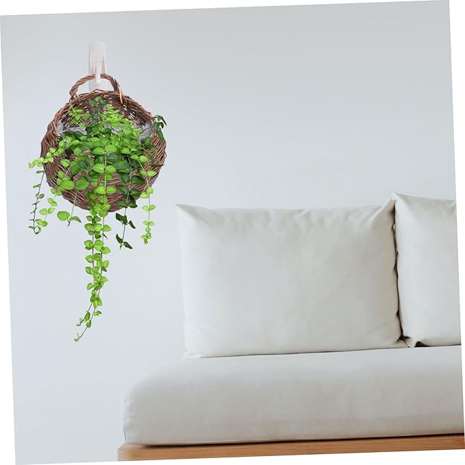 Wall Hanging Flower Pot Small Woven Baskets Wall Planter Basket Seagrass Plant Pot Seagrass Planter Rattan Wall Planter Plant Pots Indoor Nest Shape Basket Wicker Storage Box Rural