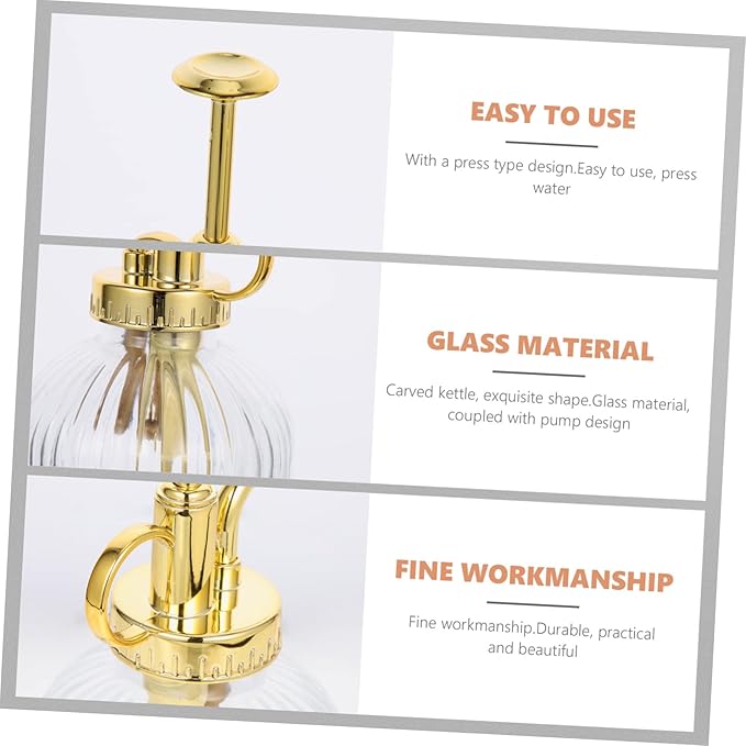 KESYOO Vintage Glass Plant Mister Spray Bottle Elegant Watering Can for Indoor Plants Succulents Flowers Retro Design with Transparent Finish Head
