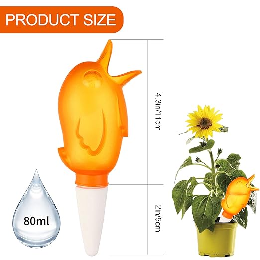 6 Pack Self Watering Spikes Bird Shaped Plant Watering Devices for Indoor Outdoor Plants 80ml Vacation Plant Waterer Stakes Self Watering Planter Insert for Potted Houseplants Garden