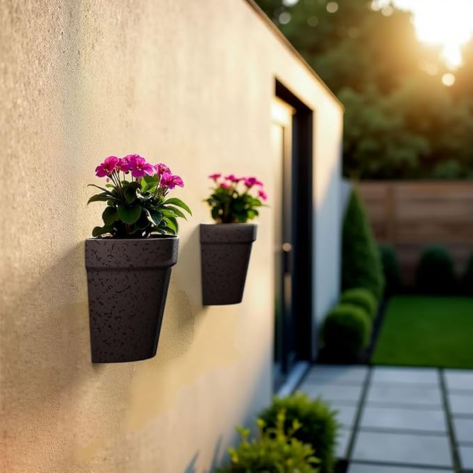 Asnext 2 Pack Plastic Wall Planter for Indoor Plants, 7.5 Inch Hanging Wall Planter Pots, Wall Mounted Succulent Planters (Iron)
