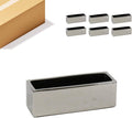WGVI Long Rectangle Ceramic Planter Vase in Silver 12" x 4" x 4"H, Block Rectangular Terrarium Box Pot, Flower Arrangement, Table top Centerpiece, Home Decor Organization Storage Container, 6 Pcs.