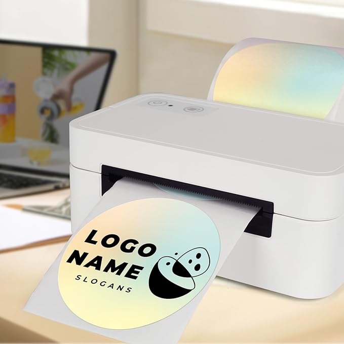 Yellow Gradient Thermal Labels Vinyl 3 Inch Self-Adhesive Dot Stickers Roll Waterproof Printable Round Decals Name Tag for QR Code DIY Office Address 500 PCS