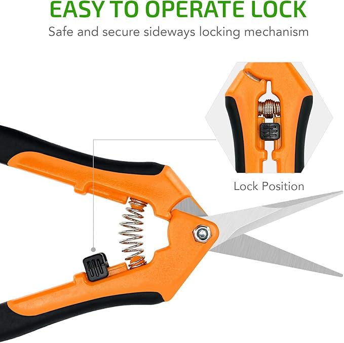 iPower 6-Pack 6.5 Inch Garden Hand Pruner Shears with Straight Stainless Steel Blades Scissors, for Hydroponic Trimming Herb/Flowers/Vegetables/Plants, Orange