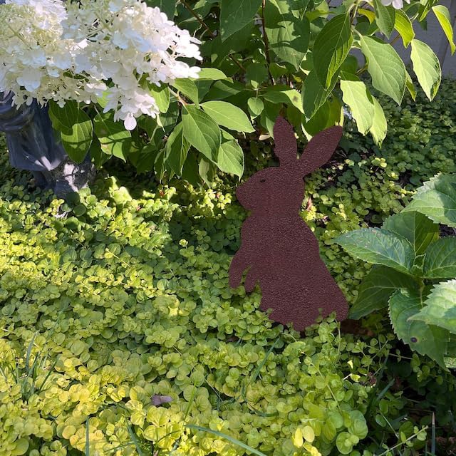 Metal Rabbit Yard Stake, Rustic Rabbit Standing Art, Easter Bunny, Easter Spring Decor, Metal Garden Stake, Metal Yard Art(Purple Copper,7”x13” /18cm x 32cm)