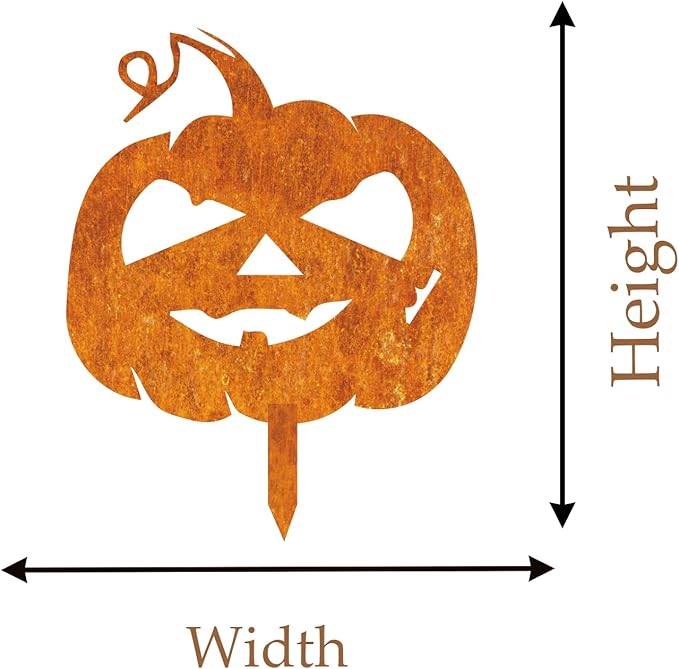 Halloween Garden Stake Rusty Funny Pumpkin Pattern Halloween Party Yard Metal Decor Gifts for Day of The Dead, Royal Blue