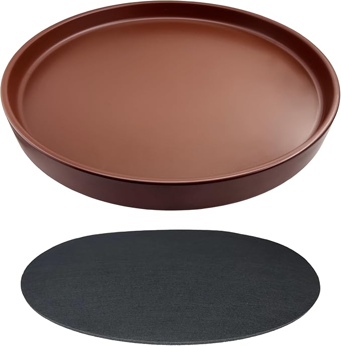 Yukfona Ceramic Plant Saucer Pot Tray 12 Inch, Planter Saucers 4 5 6 7 8 9 10 11 12 13 Inch for Indoors Outdoor, Durable Sturdy Flower Drainage drip Water Tray for Glazed Pots Base (12.7 Inch-Brown)