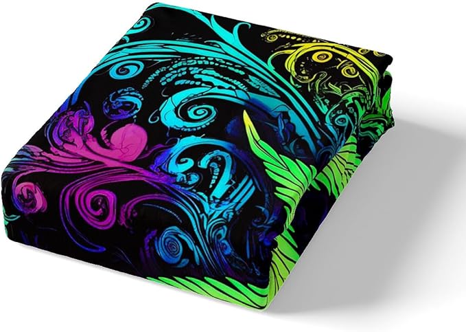 Feelyou Kid's Bed Sheet Set Queen Marijuana Sheets Set Cannabis Weed Leaf Bedding Set for Boys Girls Teens Bedroom Decor Ultra Soft Microfiber Trippy Colorful Fitted Sheet + Flat Sheet + Pillow Case