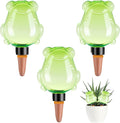 3Pcs Frog Plant Self Watering Globes for Indoor and Outdoor Plastic Water Bulbs Top Fill Plant Watering Globes Slow Release Terracotta Plant Watering Devices System for Plants, Green