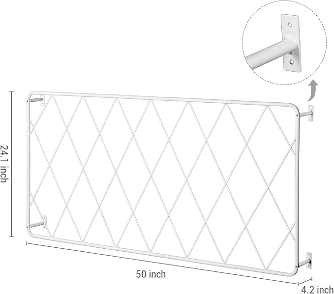 MyGift 50 by 24 Inch Wall Mounted Garden Trellis with White Metal Diamond Screen, Hanging Lattice Support Frame for Outdoor or Indoor Climbing Plant Vines, Set of 2 Panels