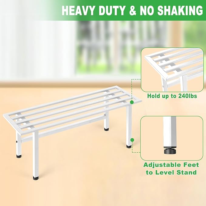 Dipion 2 Pack Metal Plant Stand Outdoor Plant Shelf Indoor,1 Tier Heavy Duty Plant Stands for Multiple Plants,26" L x 10.12" H x 8.75" W,White